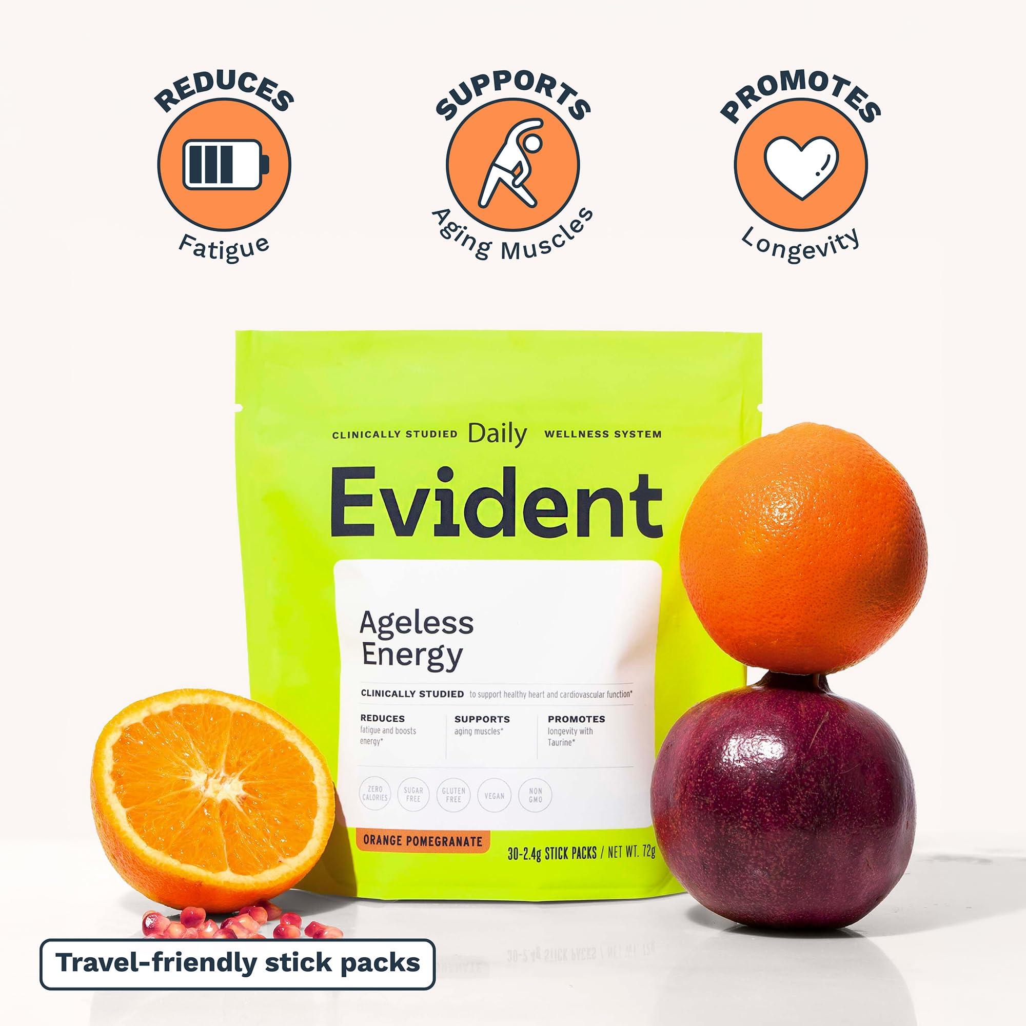 EVIDENT WELLNESS Ageless Energy CoQ10 Supplement stick pack contents