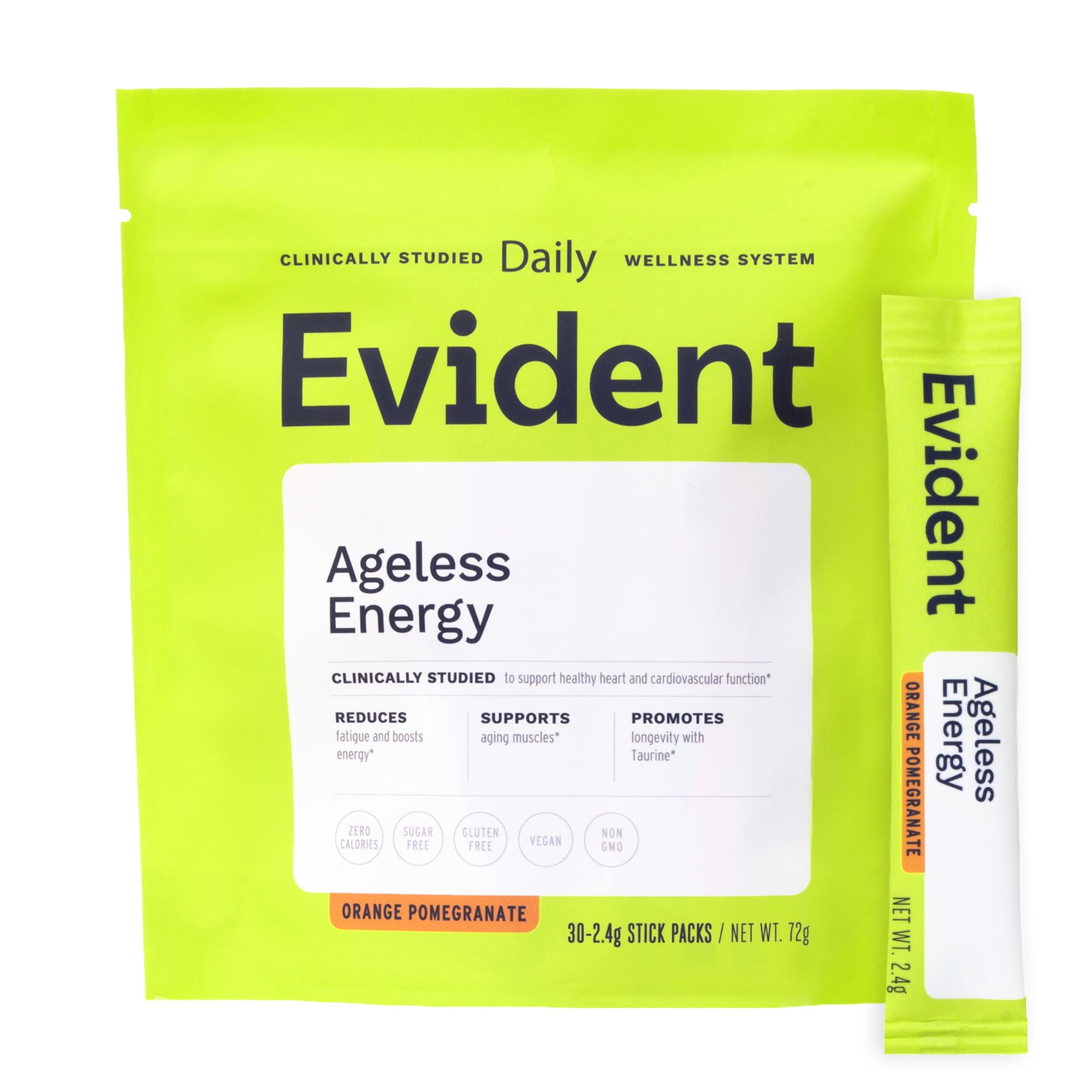 EVIDENT WELLNESS Ageless Energy CoQ10 Supplement stick pack front view