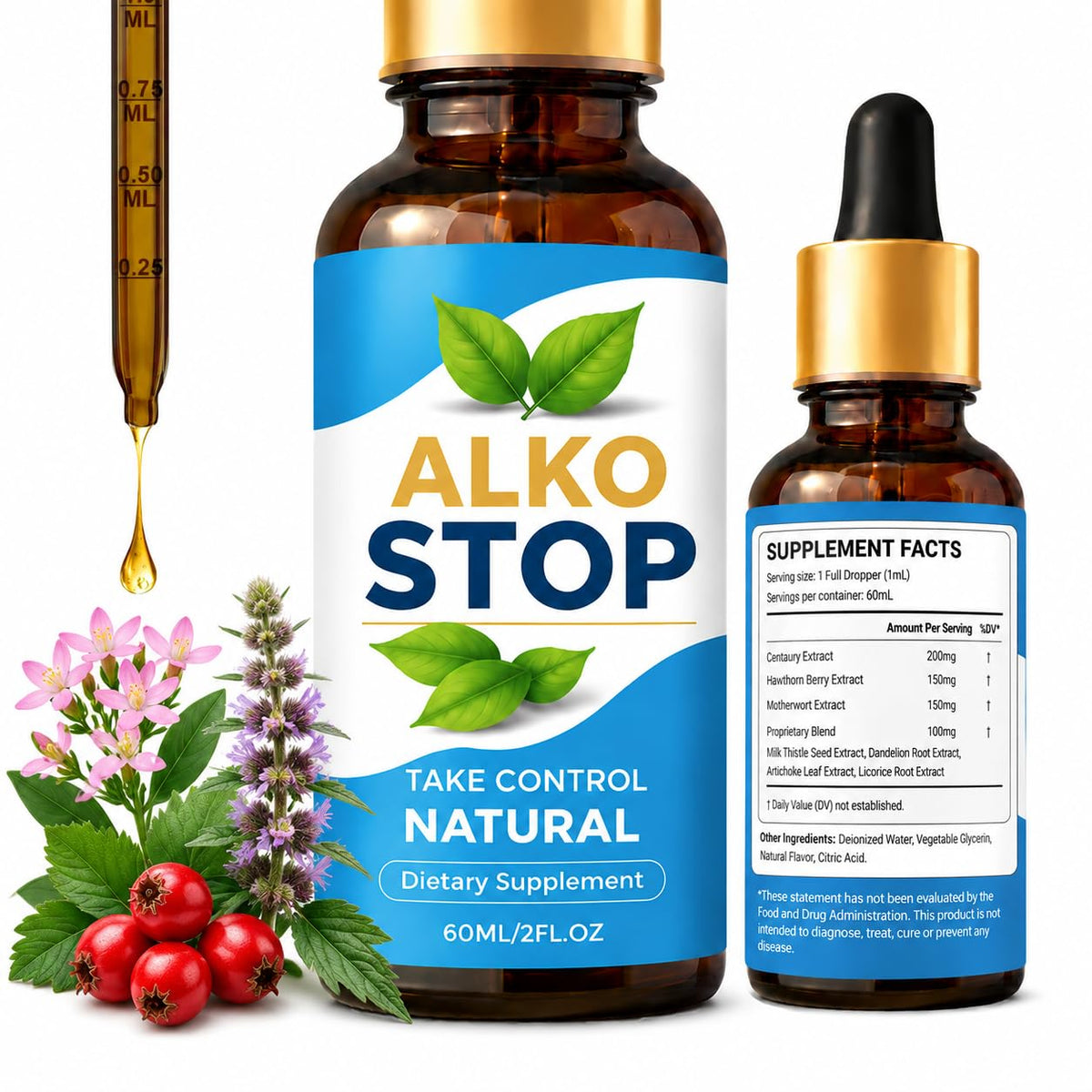 Eviskin ALKO STOP Drops 60ml bottle front view