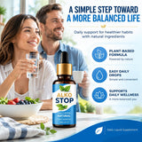 Eviskin ALKO STOP Drops 60ml bottle on wooden table