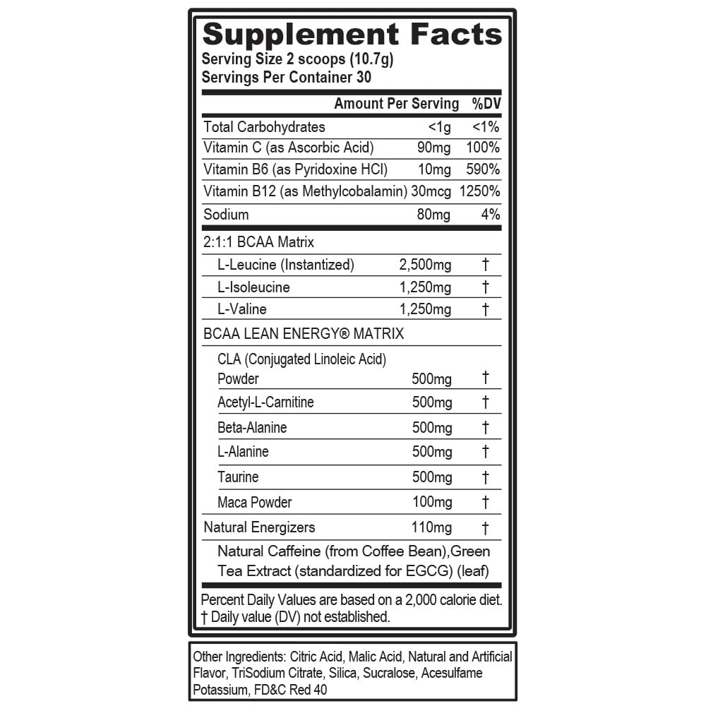 Evlution BCAA Lean Energy Powder 200g packaging