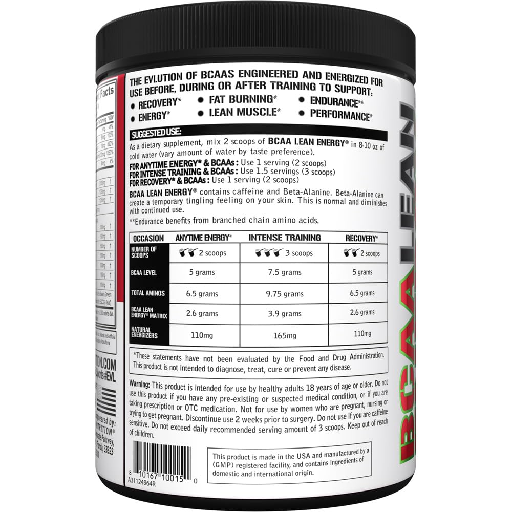 Evlution BCAA Lean Energy Powder 200g serving scoop