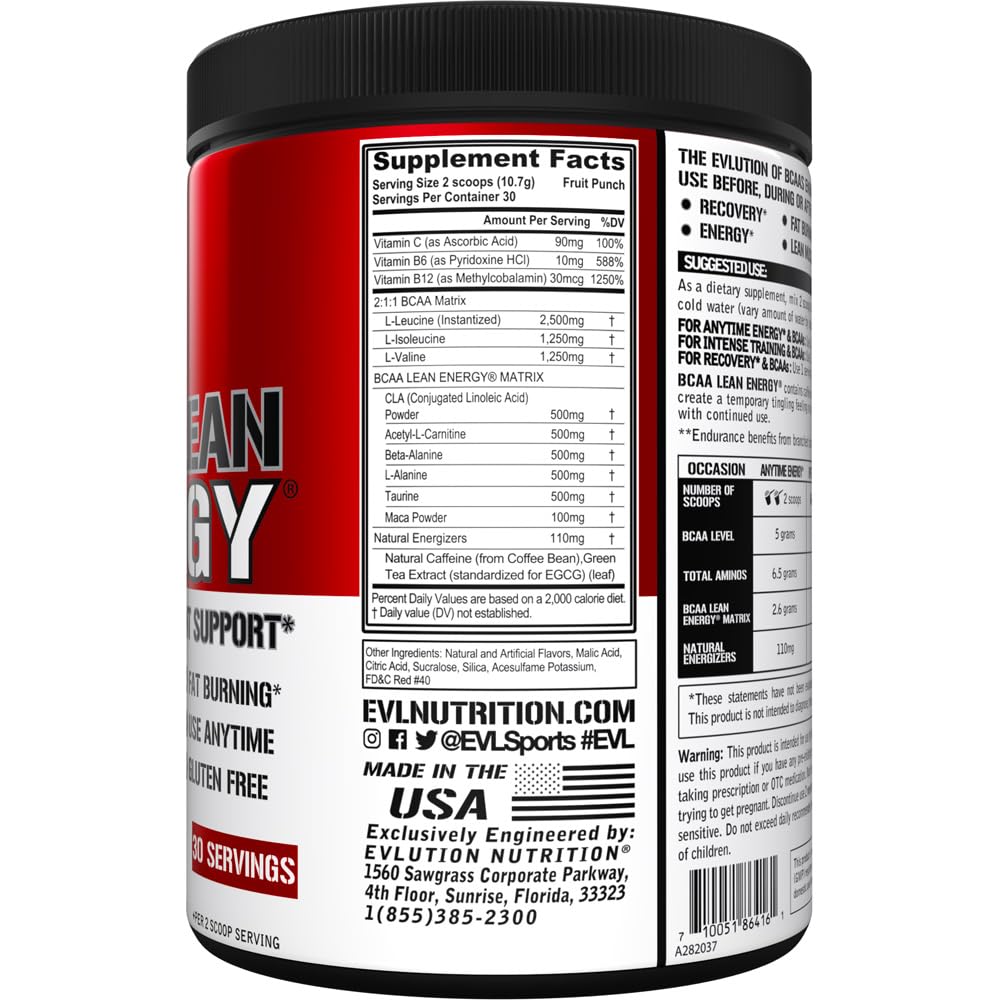 Evlution BCAA Lean Energy Powder 408g packaging