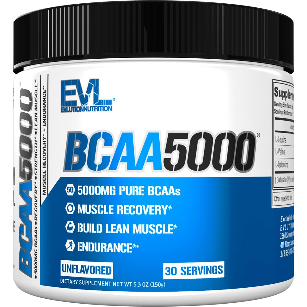 Evlution BCAA5000 Amino Acid Powder front view packaging