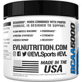 Evlution BCAA5000 Amino Acid Powder in a glass of water