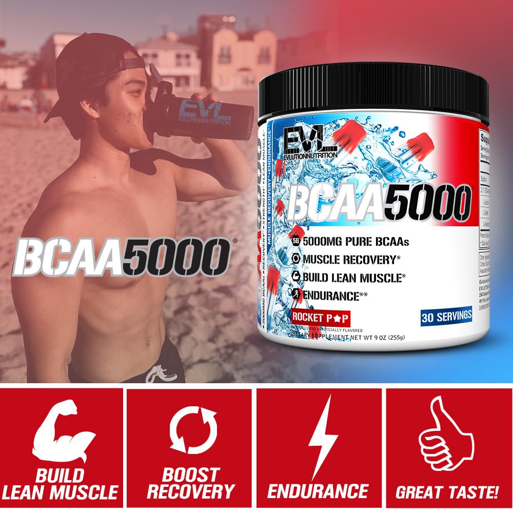 Evlution BCAA5000 Amino Acids Powder 255g mixed in water