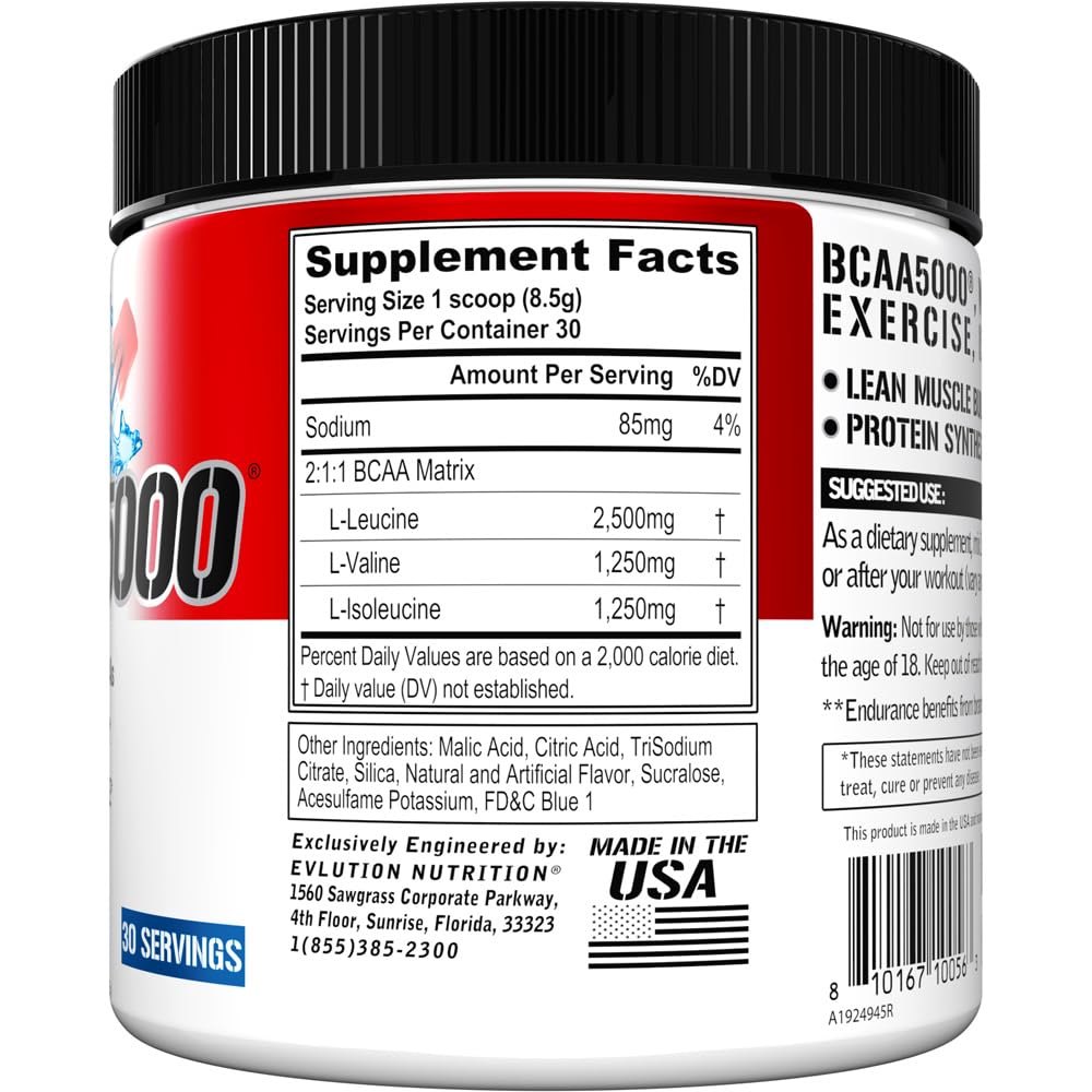 Evlution BCAA5000 Amino Acids Powder 255g packaging
