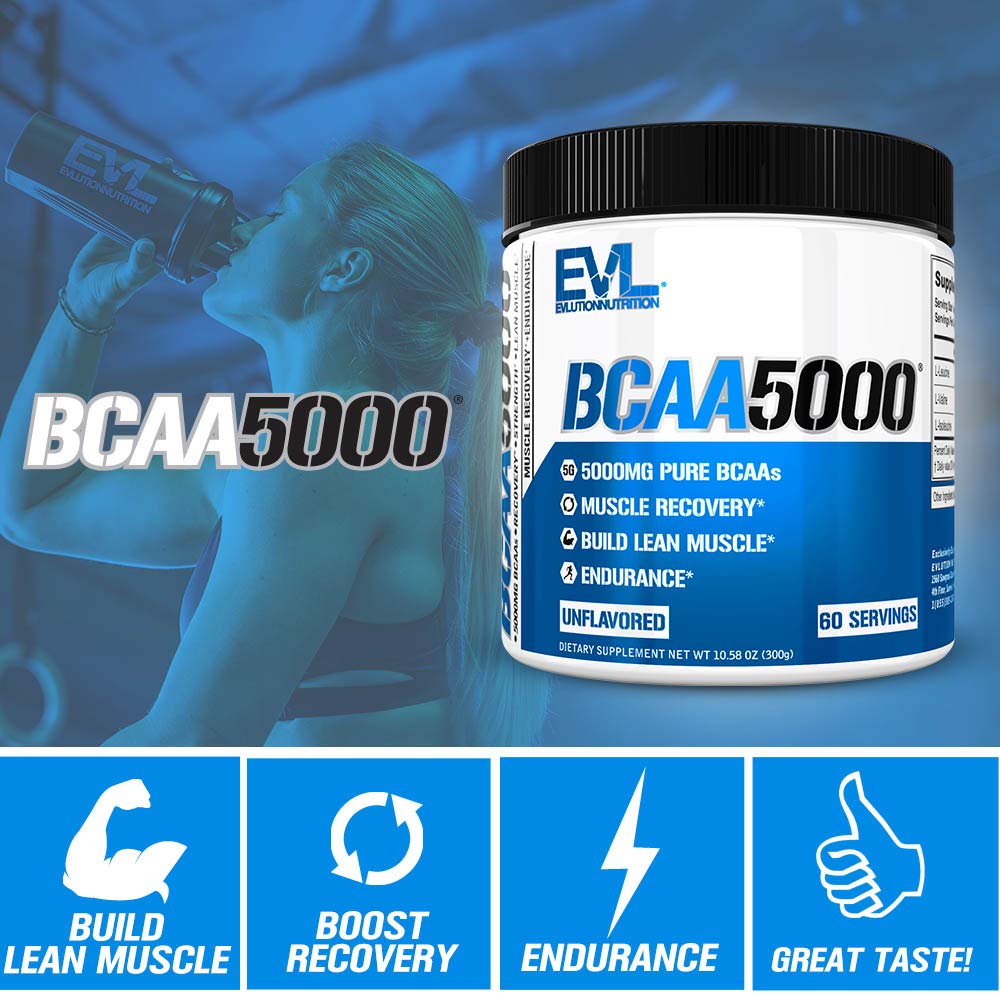 Evlution BCAA5000 Amino Acids Powder 360g serving suggestion