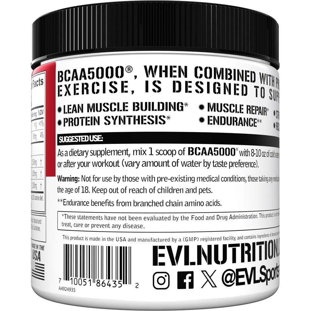 Evlution BCAA5000 Amino Acids Powder mixed in a glass of water