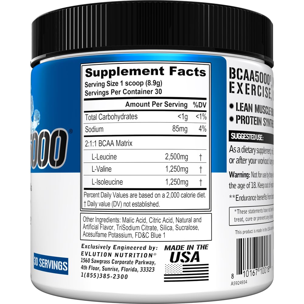 Evlution BCAA5000 capsules in a serving size