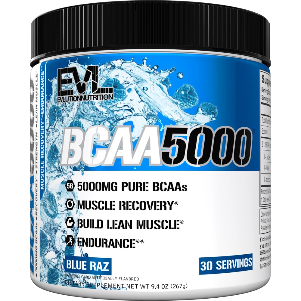Evlution BCAA5000 front view of the bottle