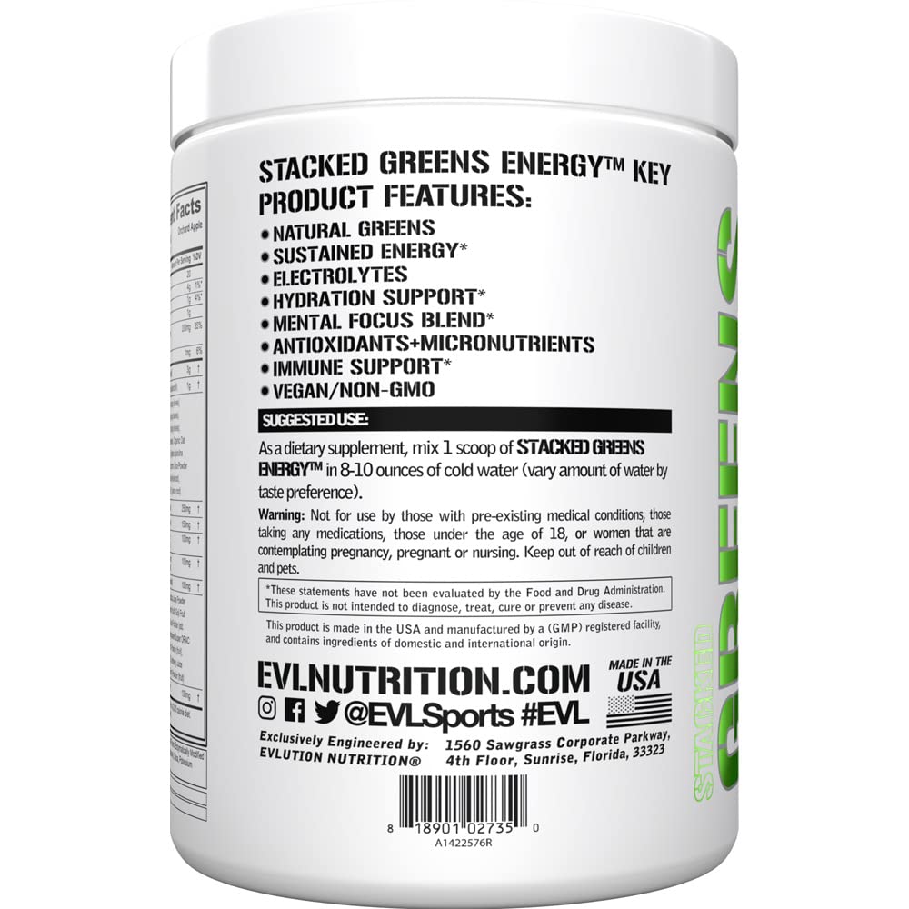 Evlution Chlorella Energy Powder Drink Mix ingredients list