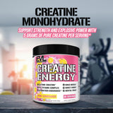 Evlution Creatine Energy Powder 255g mixed in a glass of water