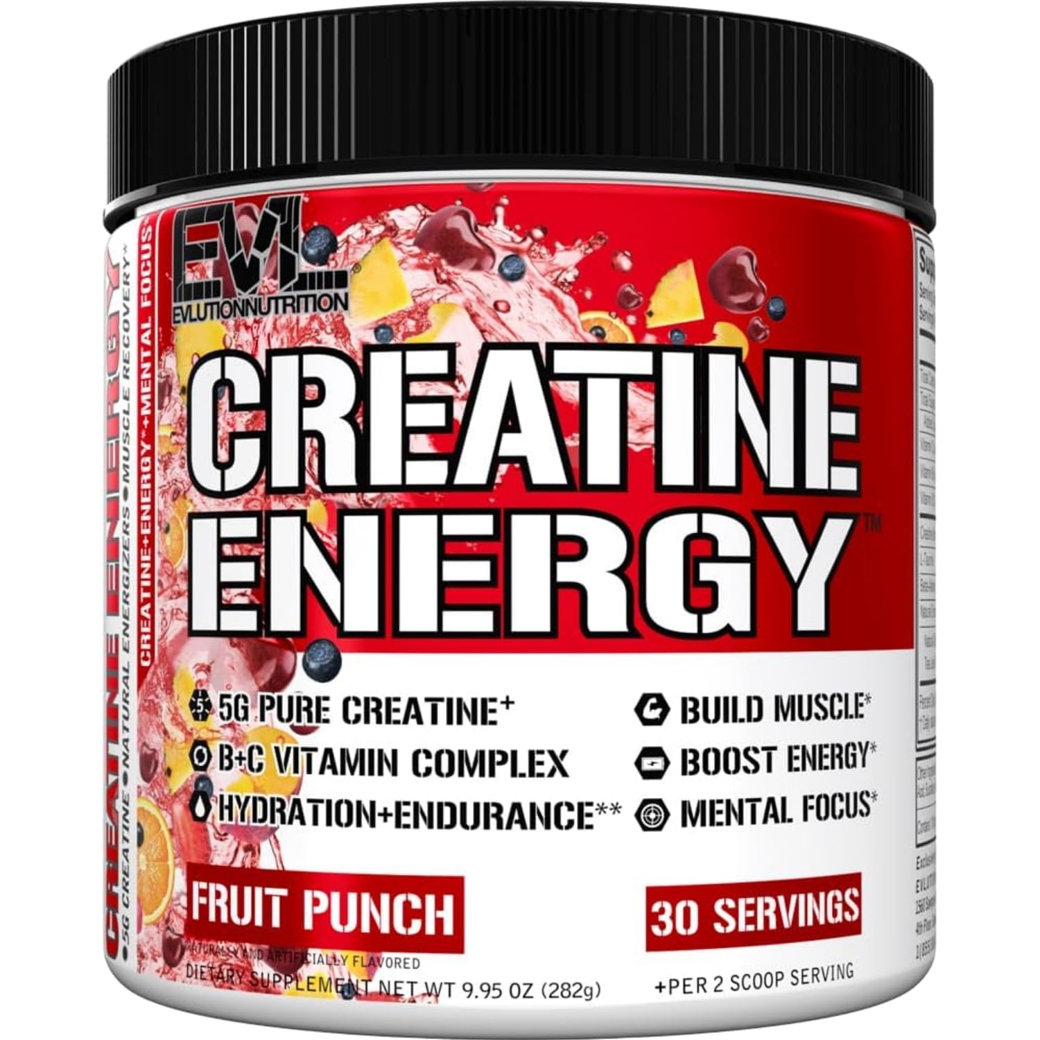 Evlution Creatine Energy Powder 282g front view packaging