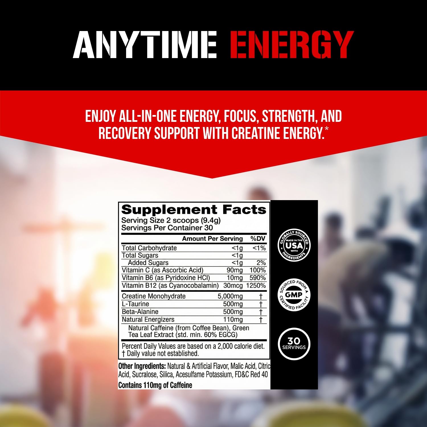 Evlution Creatine Energy Powder 282g ingredients list