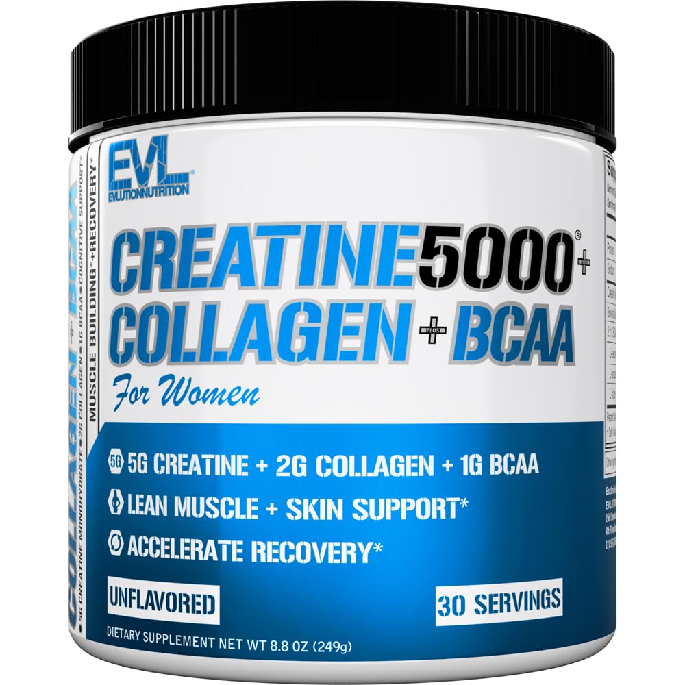Evlution Creatine5000 + Collagen + BCAA Powder 249g front view