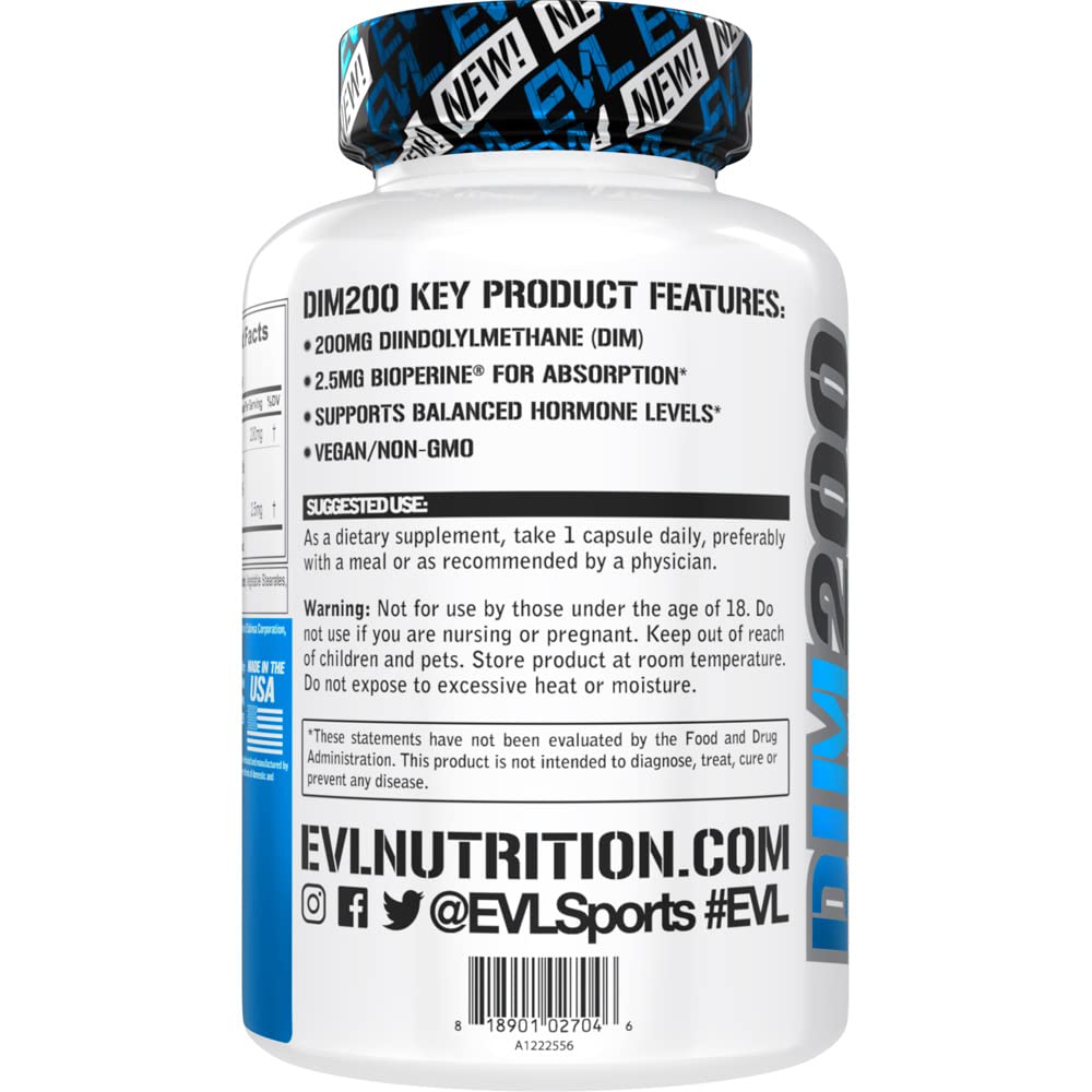 Evlution DIM for Men 200mg 60 Capsules back view