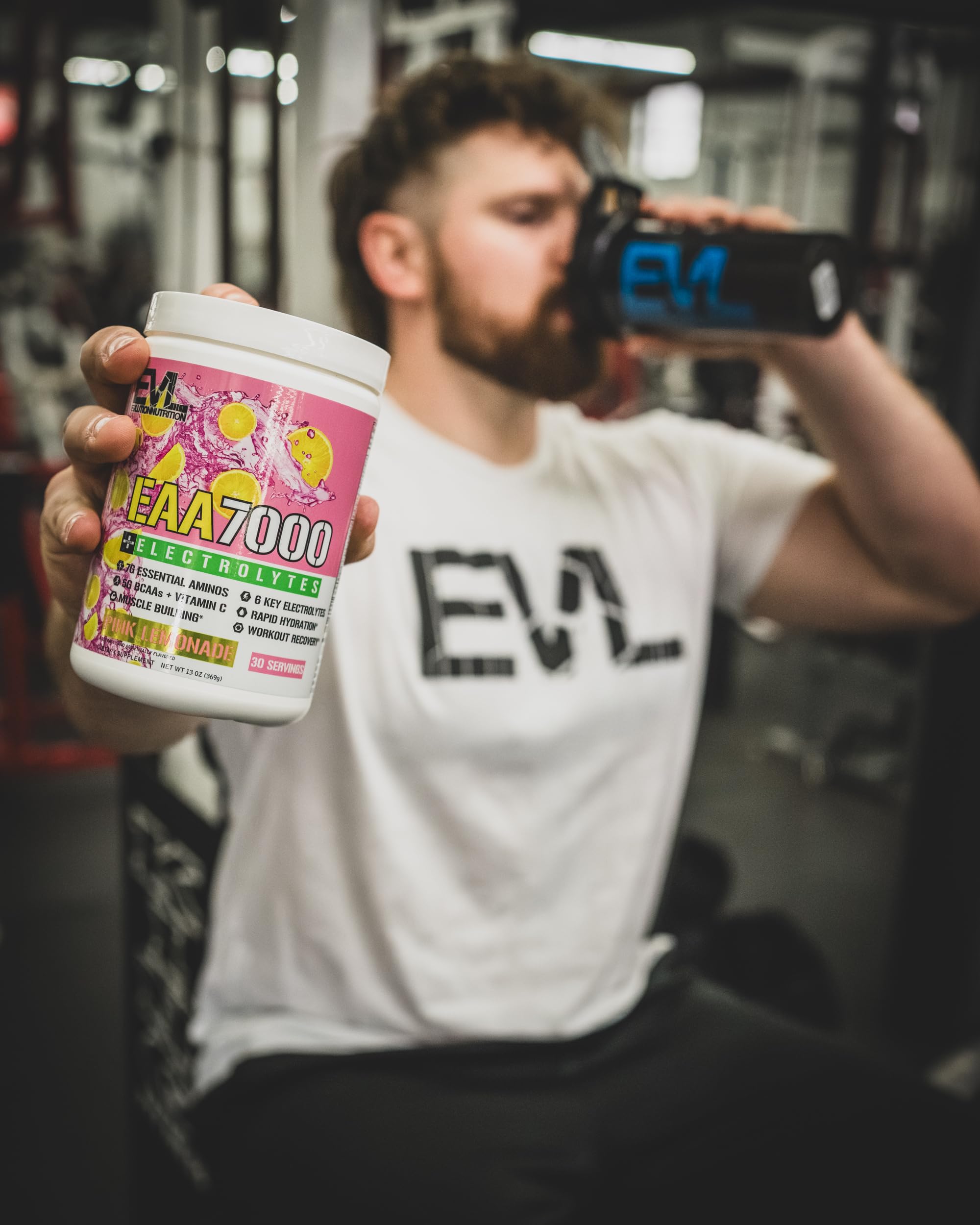 Evlution EAA7000 + Electrolytes packaging with ingredients list