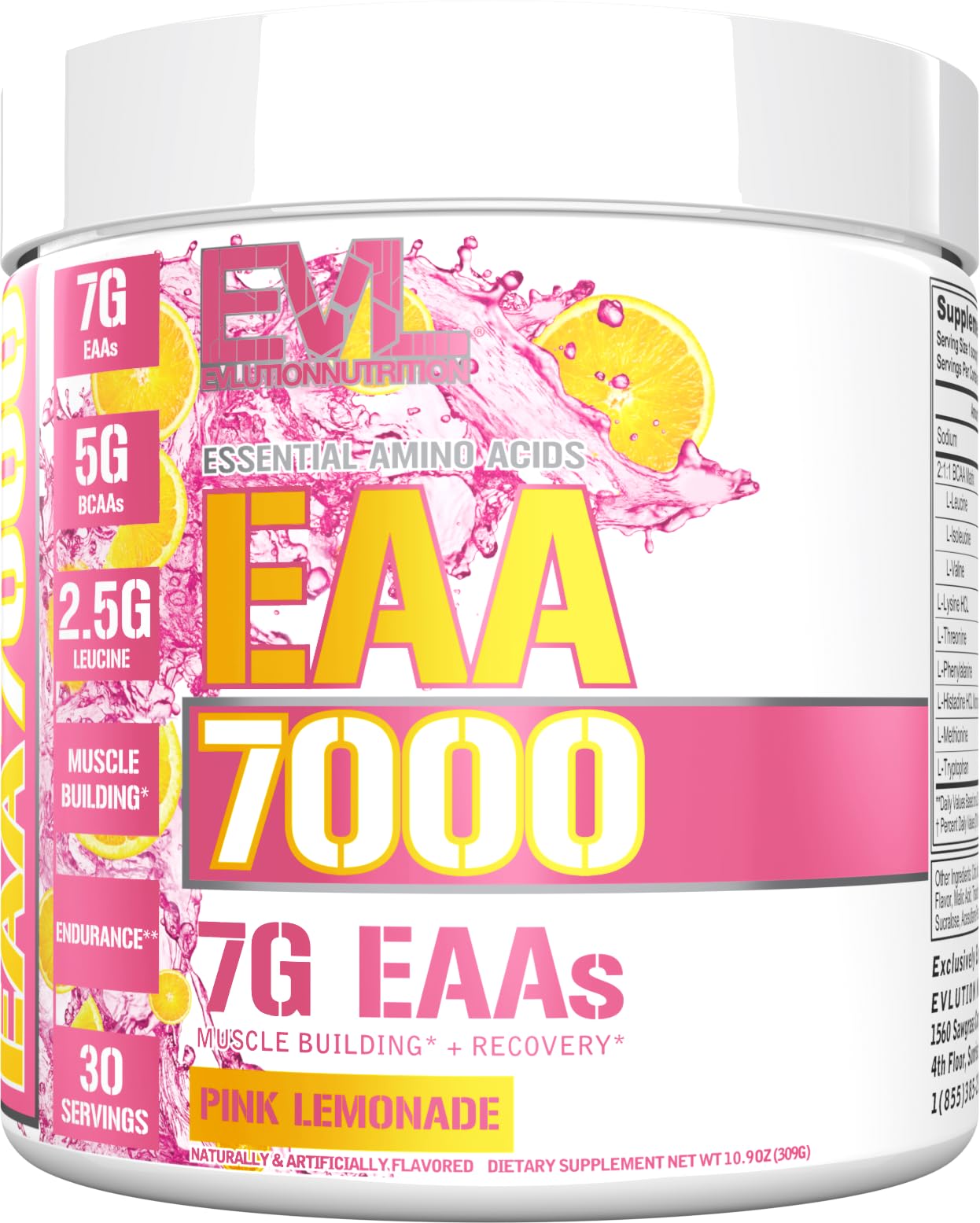 Evlution EAA7000 Essential Amino Acids Supplement front view