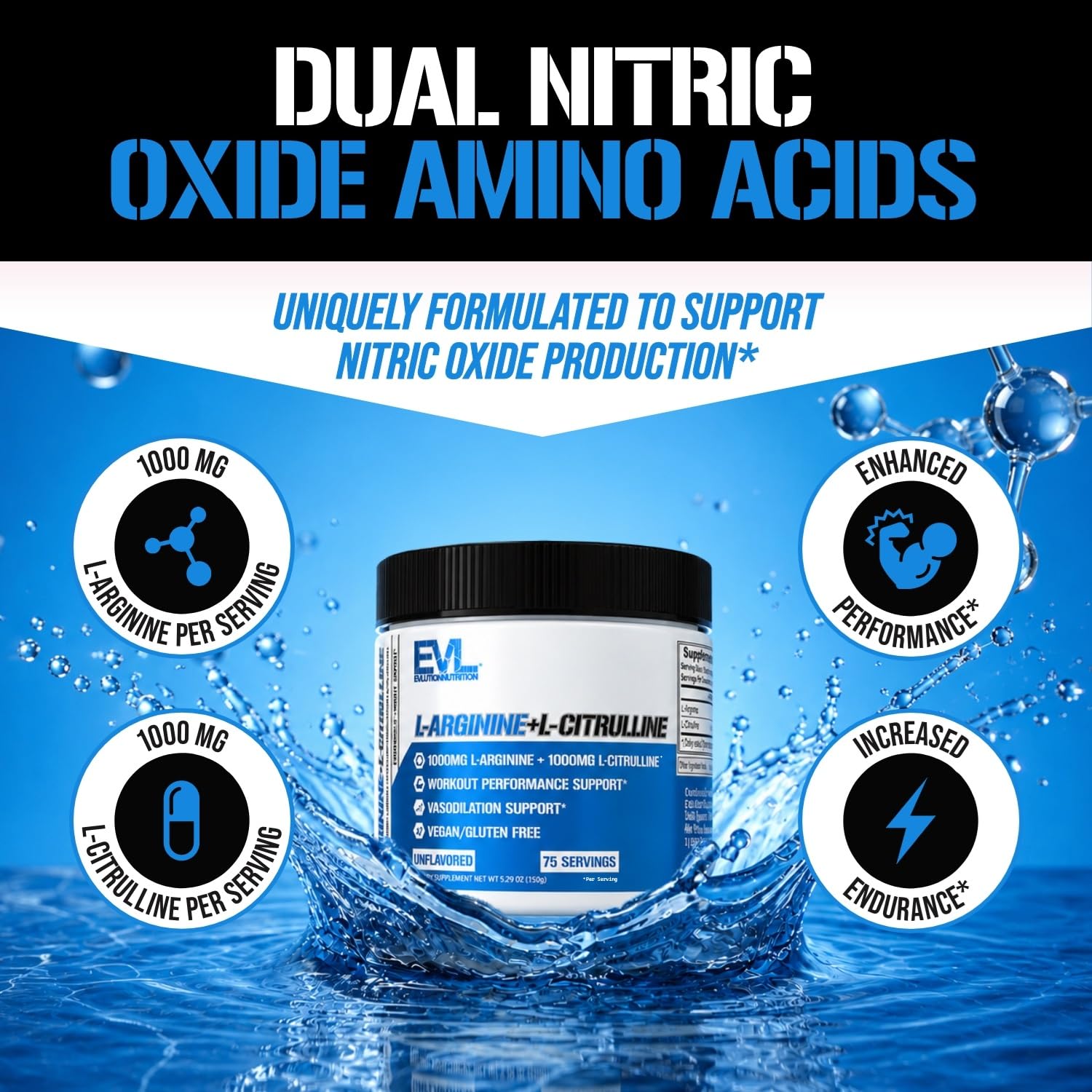 Evlution L-Arginine L-Citrulline Powder side view
