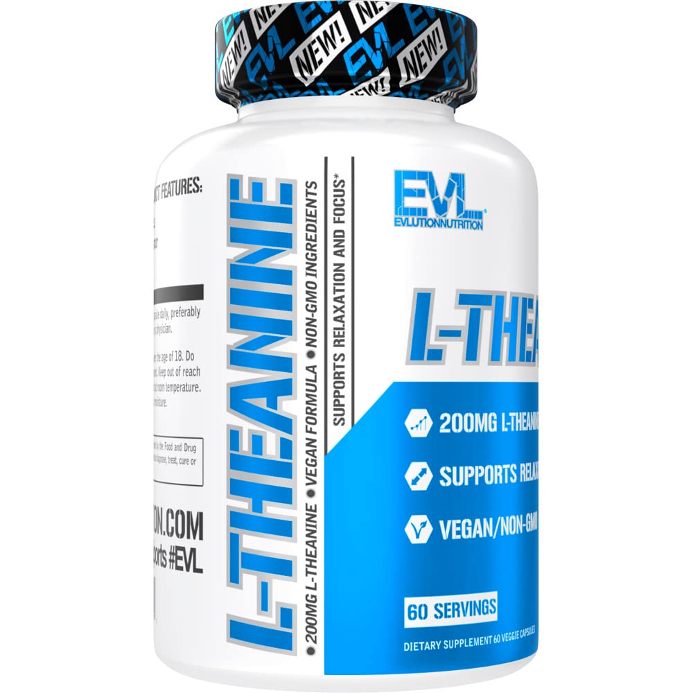 Evlution L-Theanine capsules with measuring spoon