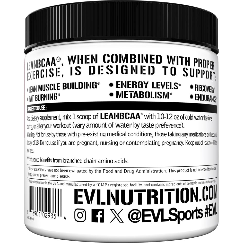 Evlution Lean BCAA Amino Acid Powder with scoop