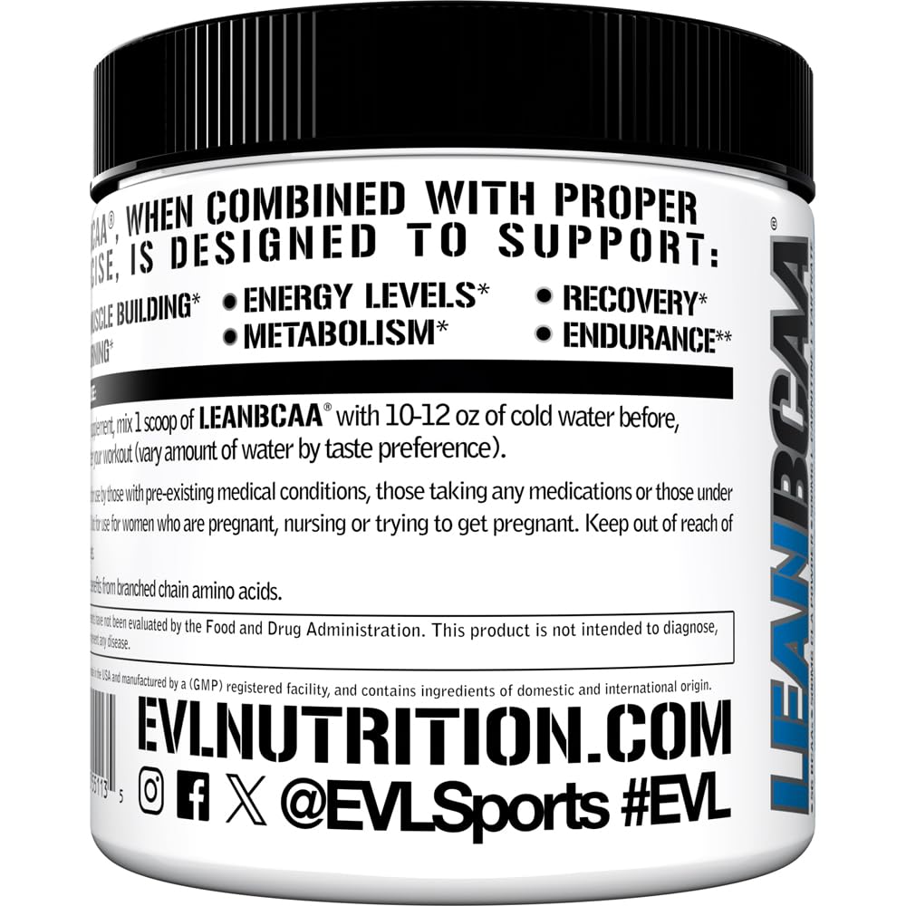 Evlution Lean BCAA Powder 267g with measuring scoop
