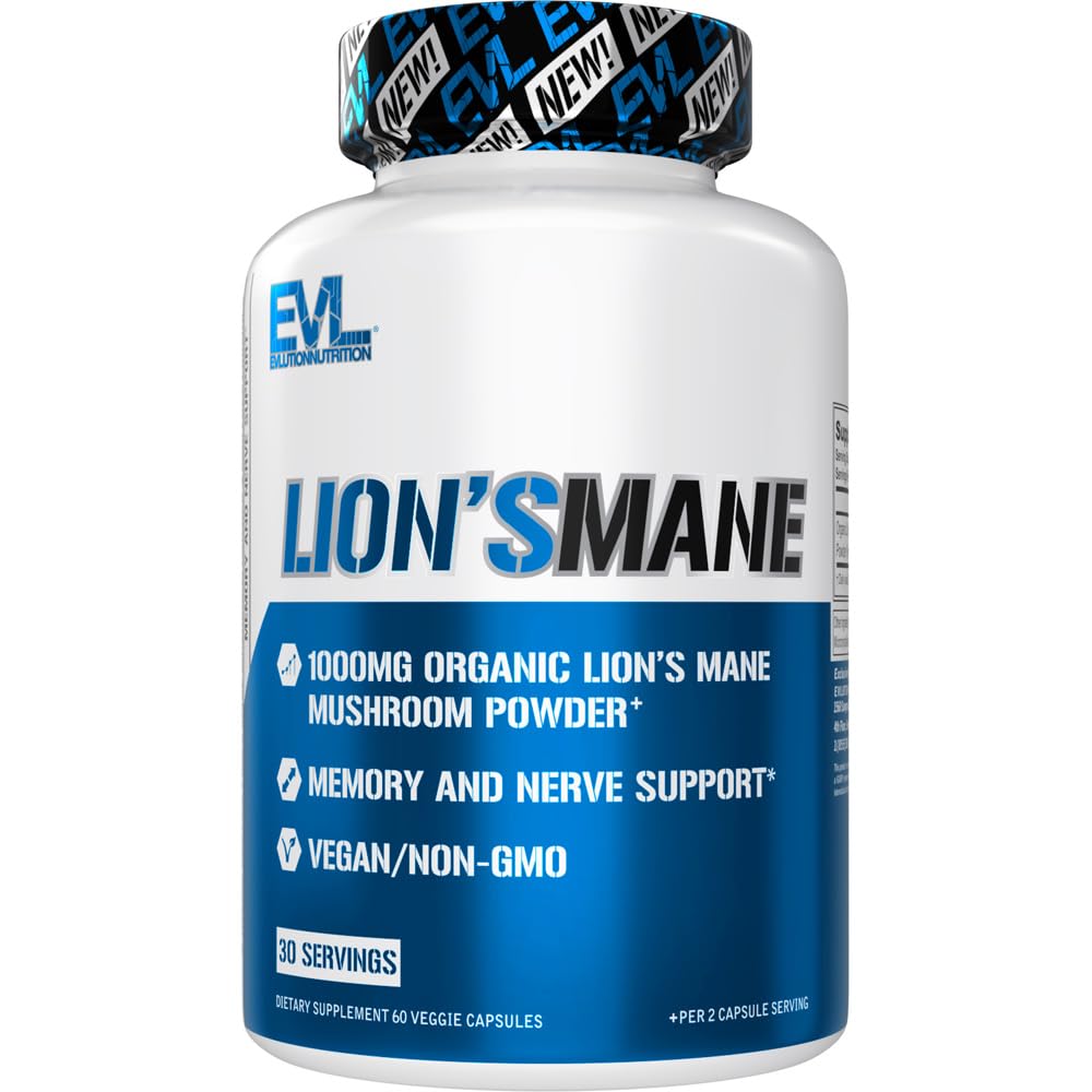 Evlution Lion's Mane Mushroom Capsules 1000mg front view