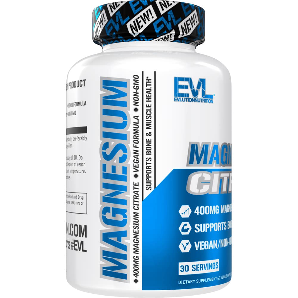 Evlution Magnesium Citrate 400mg capsules with measuring spoon