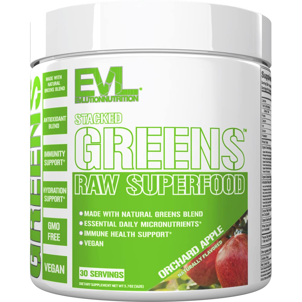 Evlution Stacked Greens Spirulina Powder front view packaging