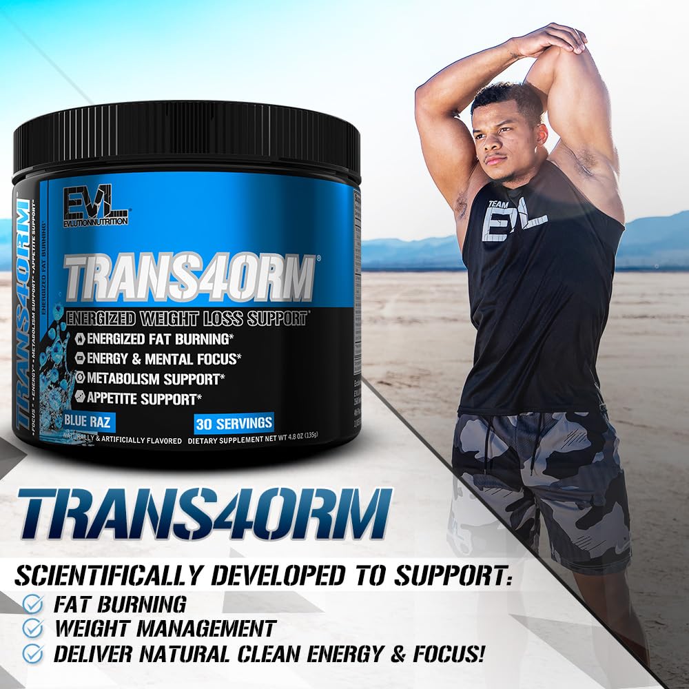 Evlution Trans4orm Fat Burner Powder 209g side view