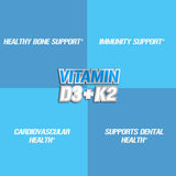 Evlution Vitamin D3 & K2 Supplement capsules on a table