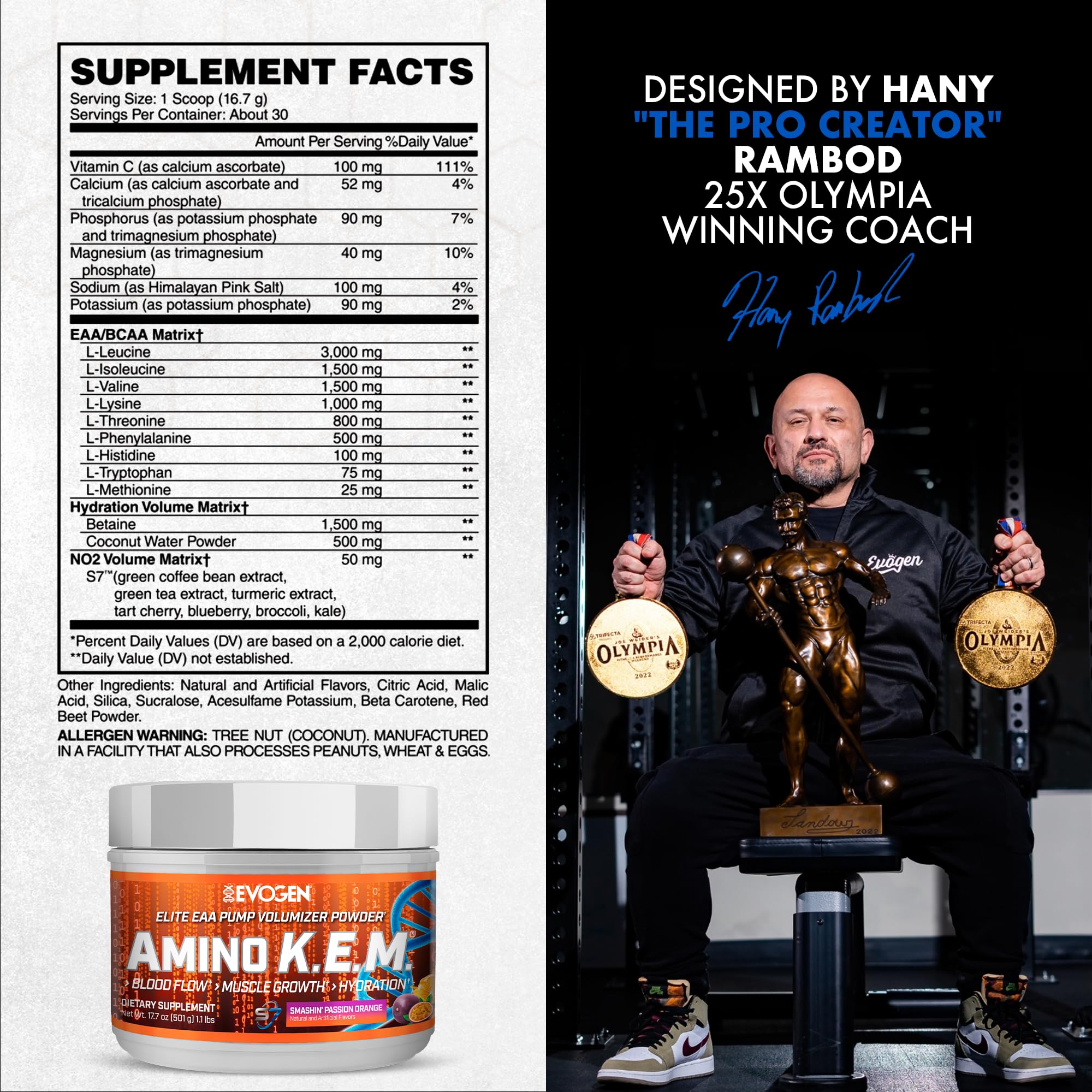 Evogen Amino Acids BCAAs 501g side view