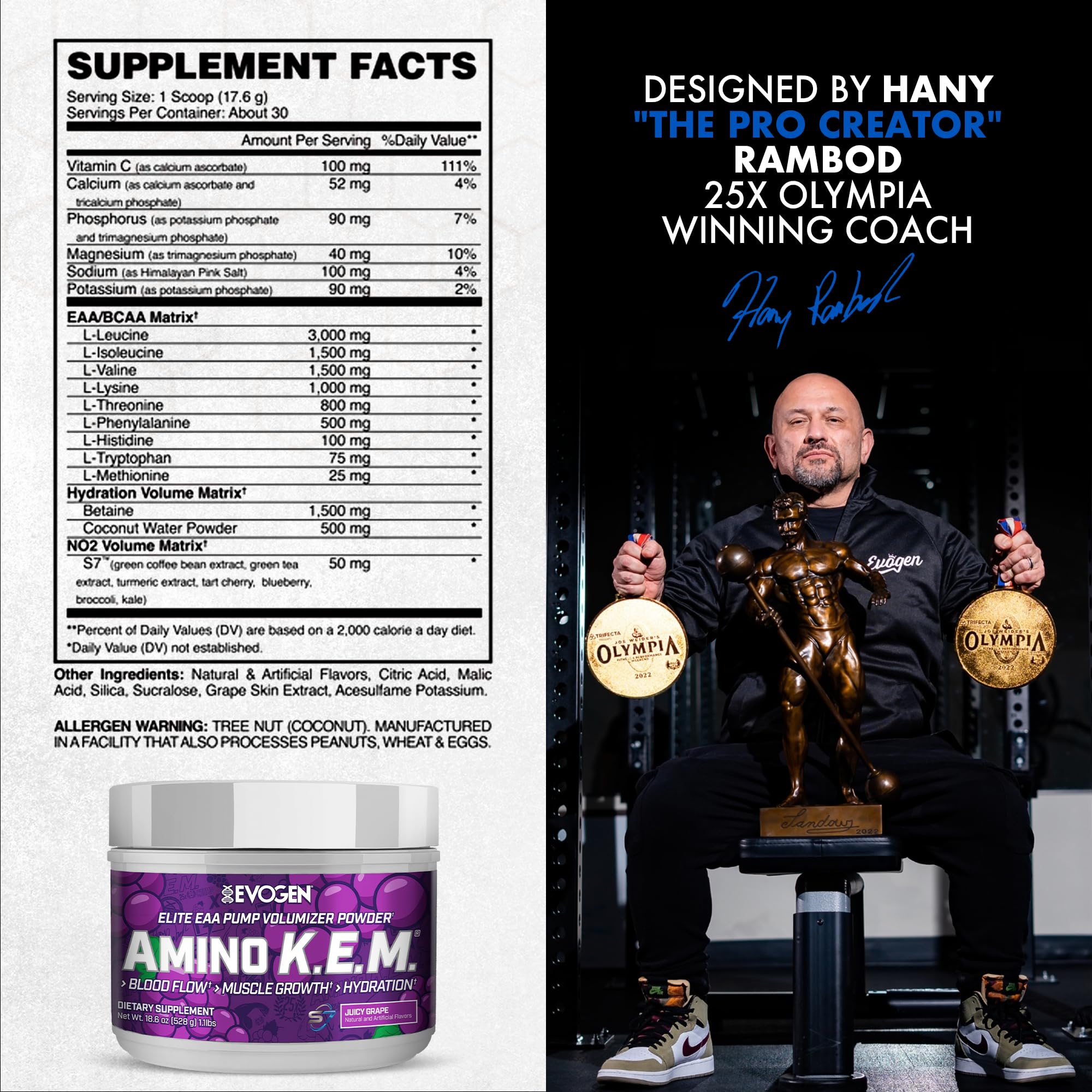 Evogen Amino Acids BCAAs 630g side view