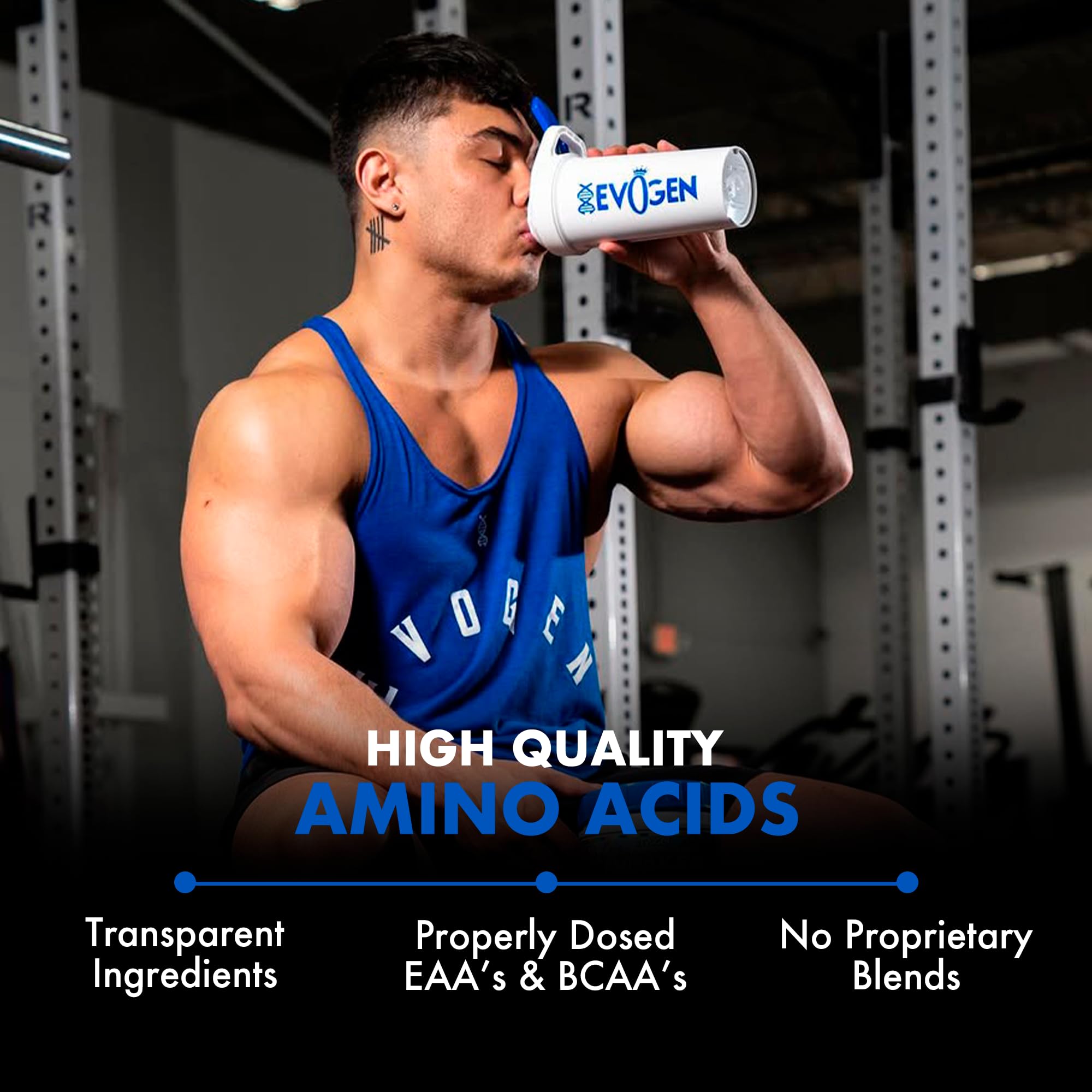 Evogen Amino K.E.M. EAA & BCAA Powder 492g scoop