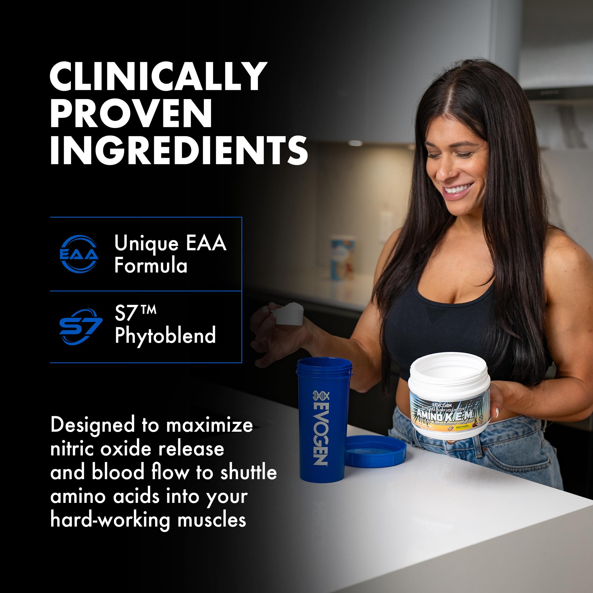 Evogen Amino K.E.M. EAA & BCAA Powder scoop