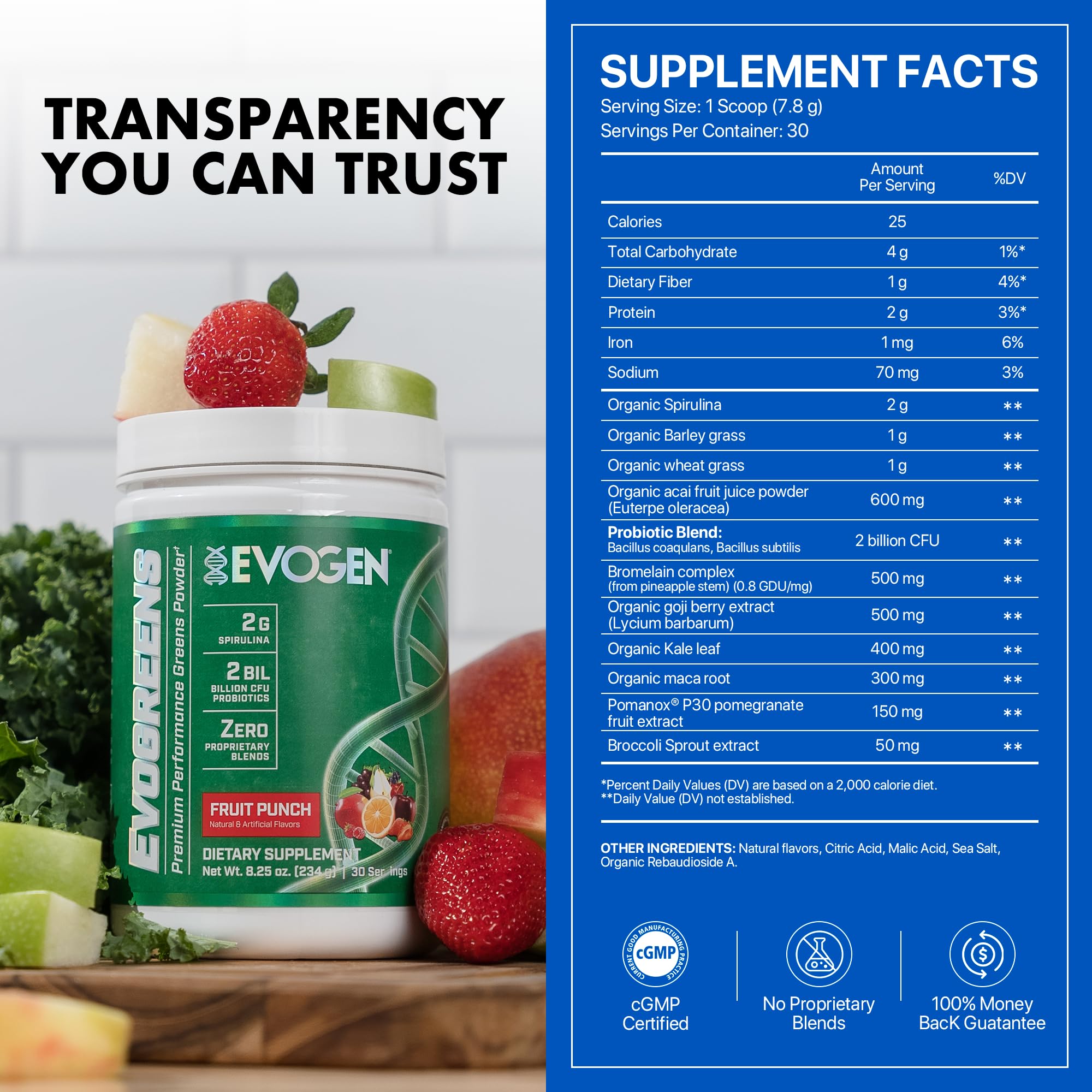 Evogen Evogreens Organic Spirulina Superfood Powder 340g in a lifestyle setting