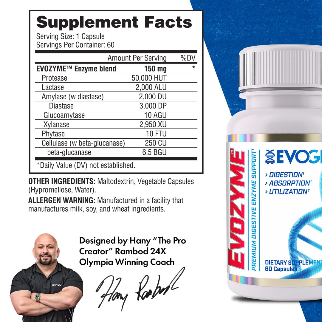 Evogen Evozyme Multi-Enzyme Supplement 50g side view