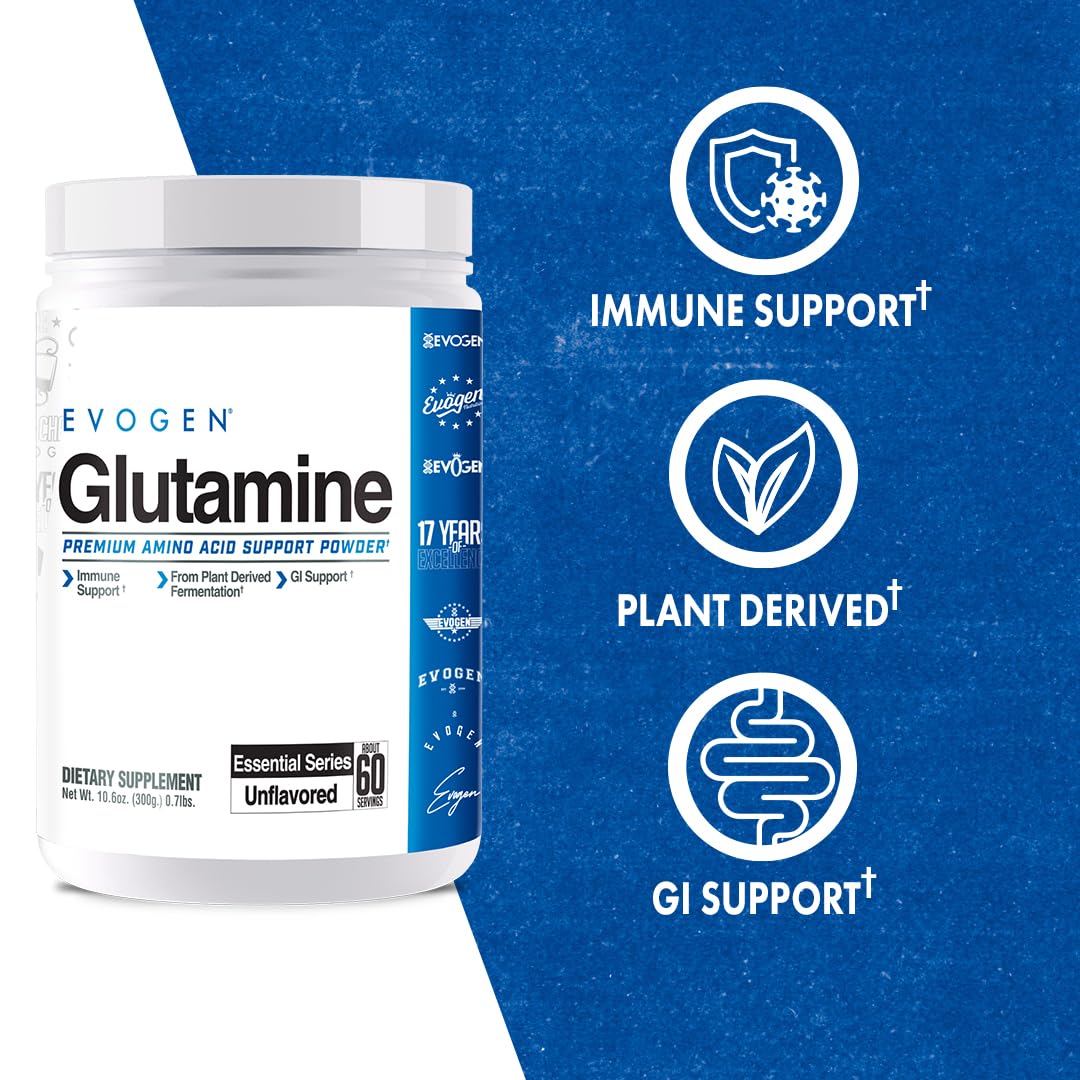Evogen L-Glutamine Powder 300g unflavoured powder scoop
