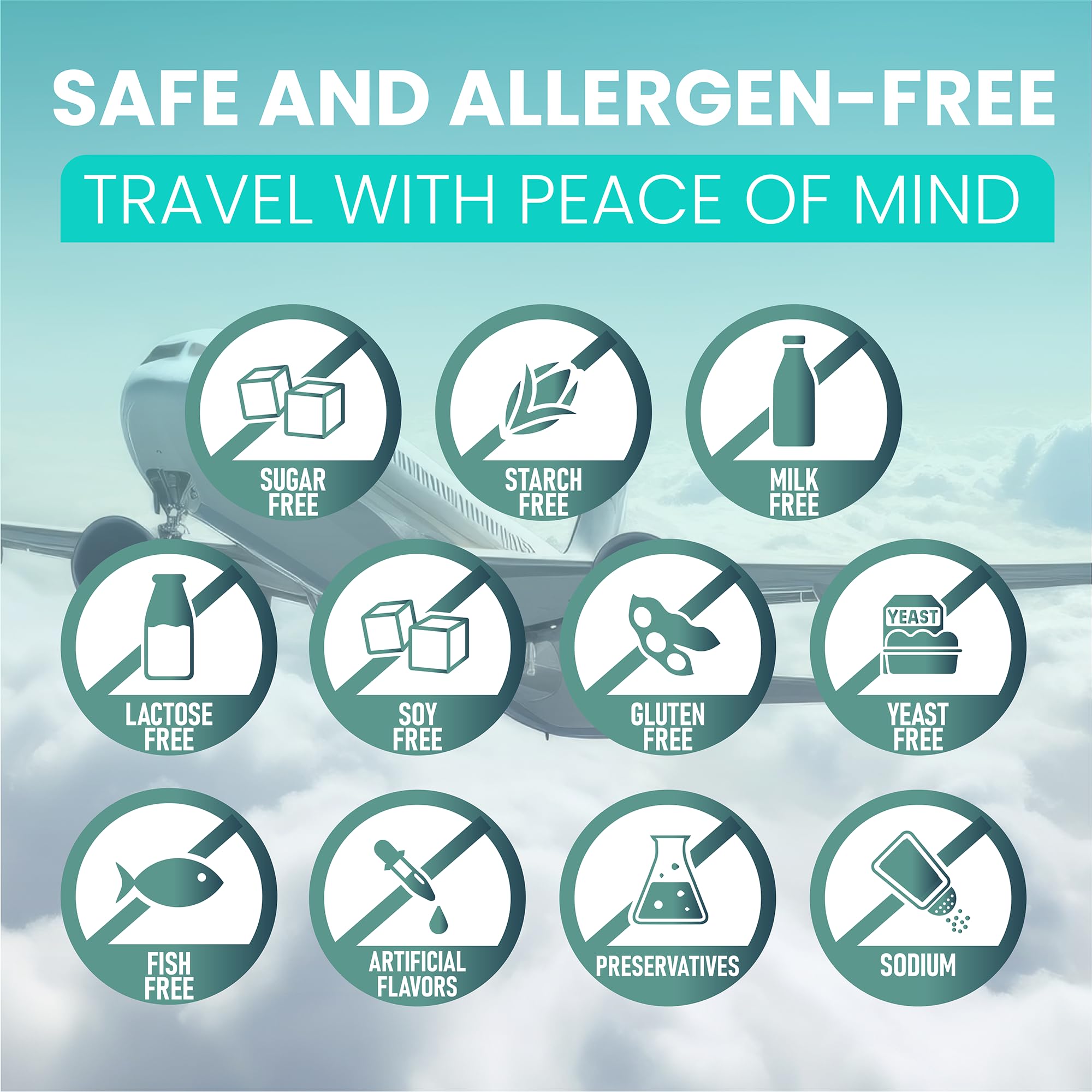 Evolved Elements JetAway natural supplement with travel accessories