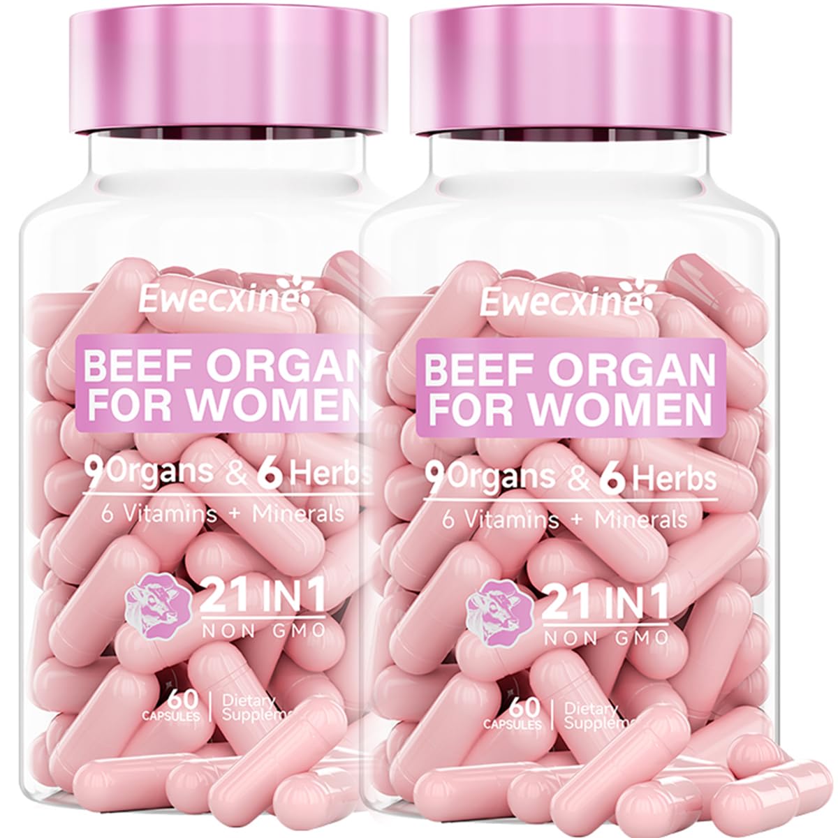 Ewecxine Beef Organ Supplement 120 Capsules front view