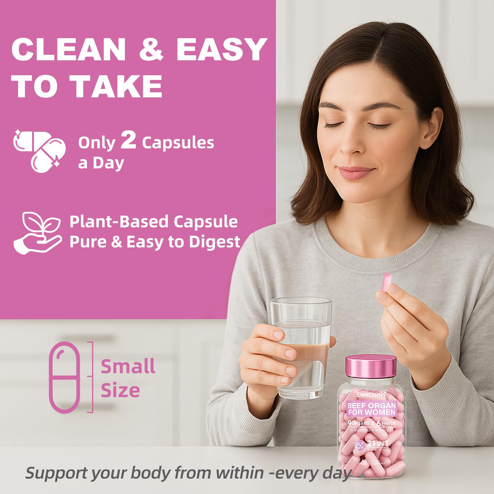 Ewecxine Beef Organ Supplement bottle with herbs