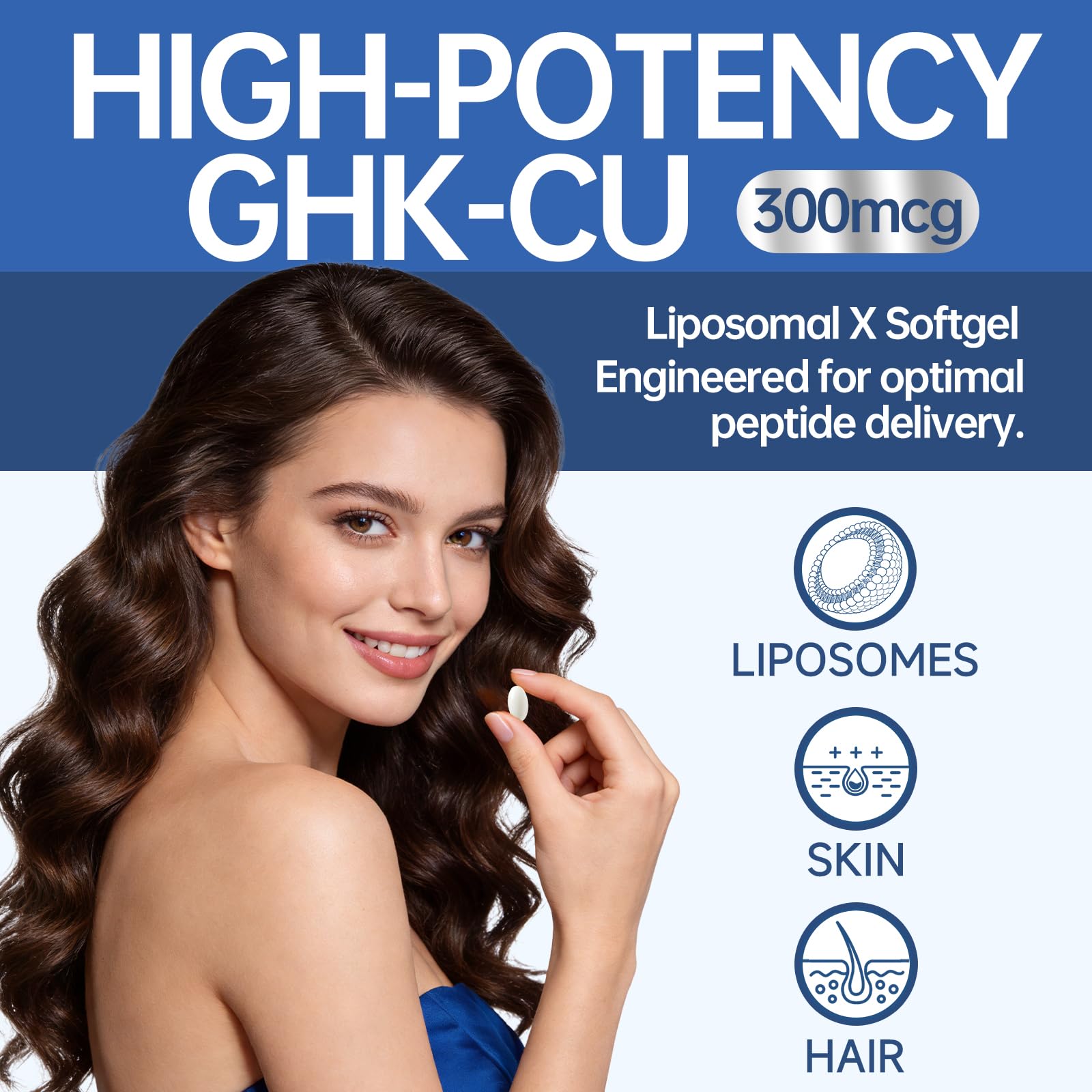 Ewecxine GHK-Cu Copper Peptide Softgels side view showing softgel