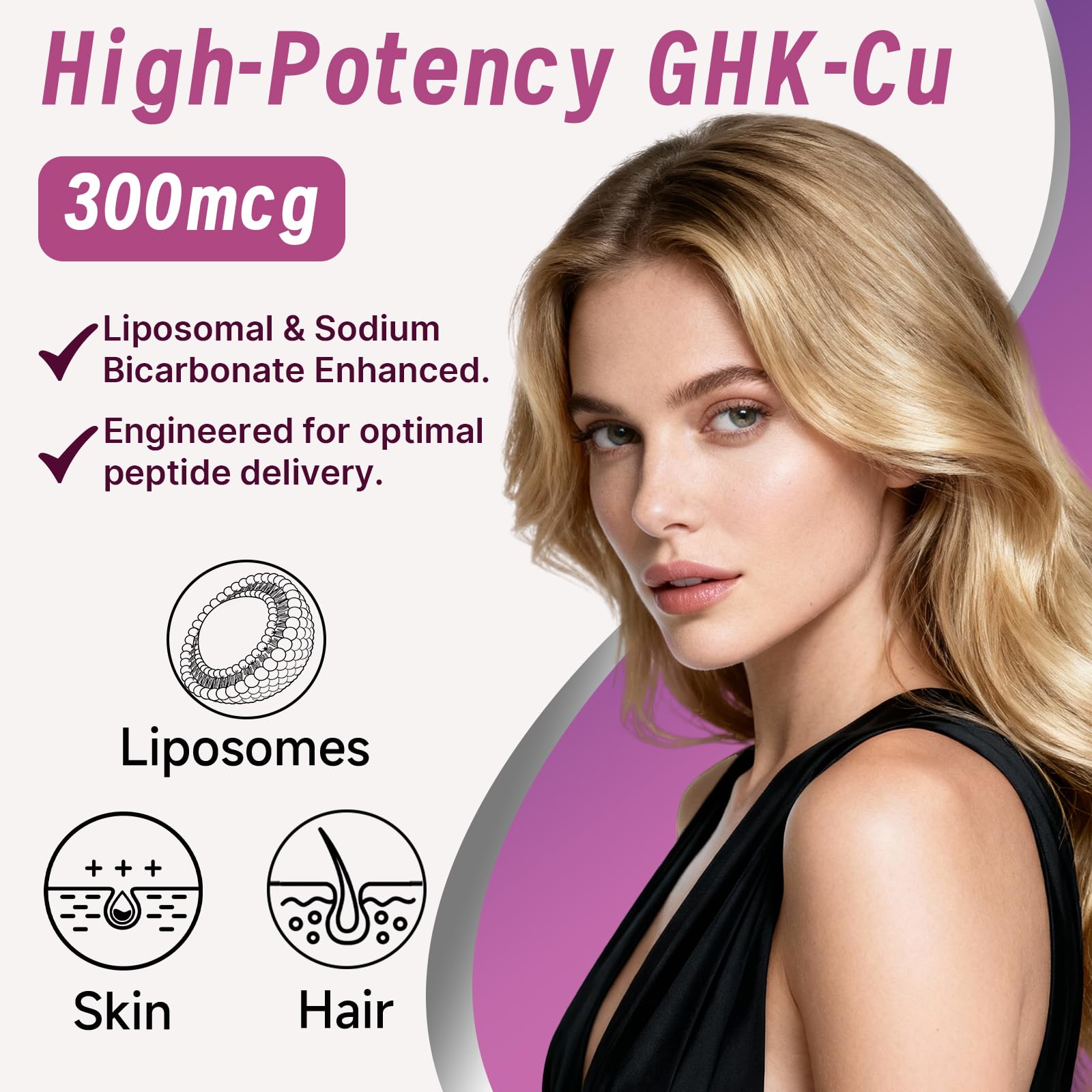 Ewecxine GHK-Cu Copper Peptide Supplement 100 capsules side view