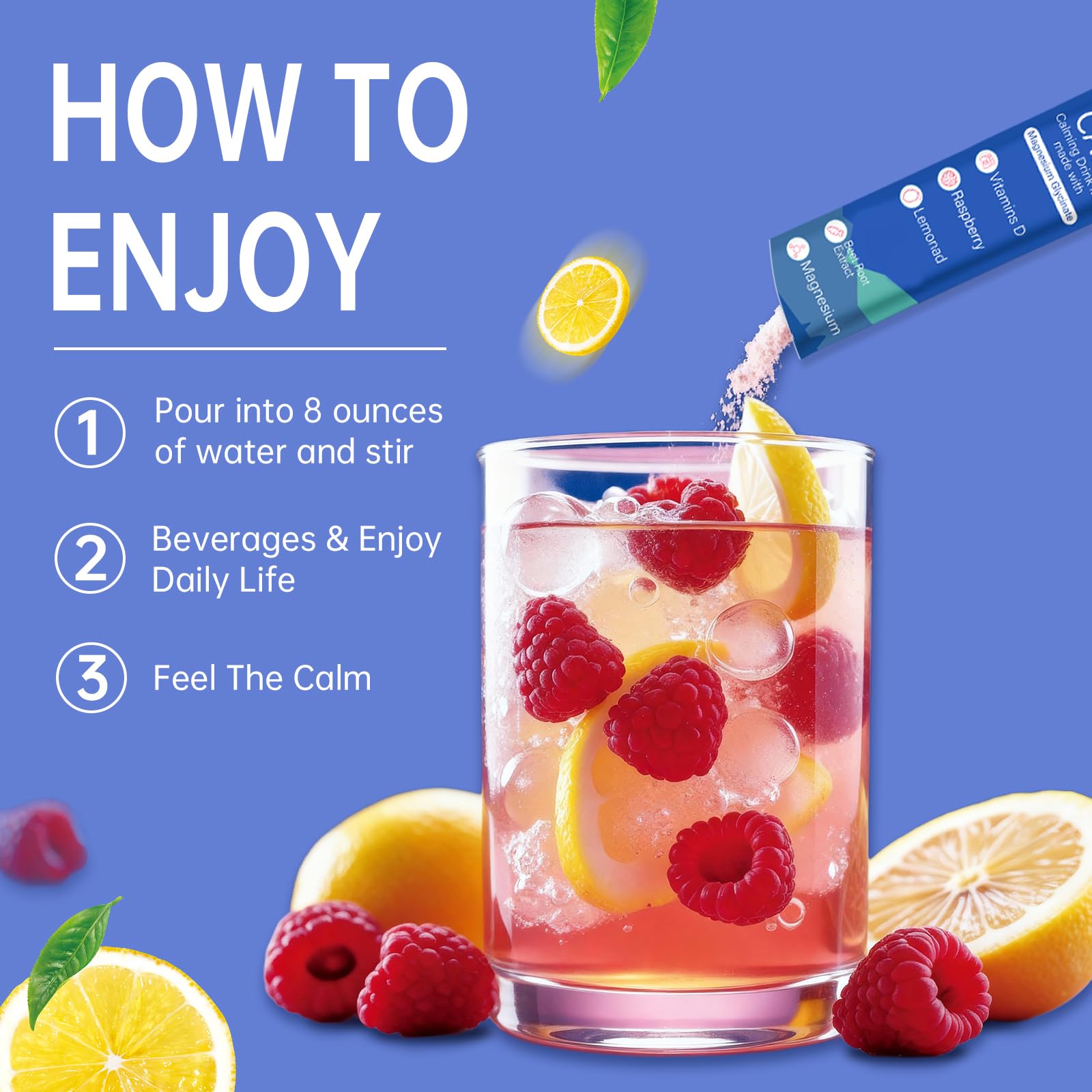 EWJHJ UltraCalm raspberry lemonade flavour packet design