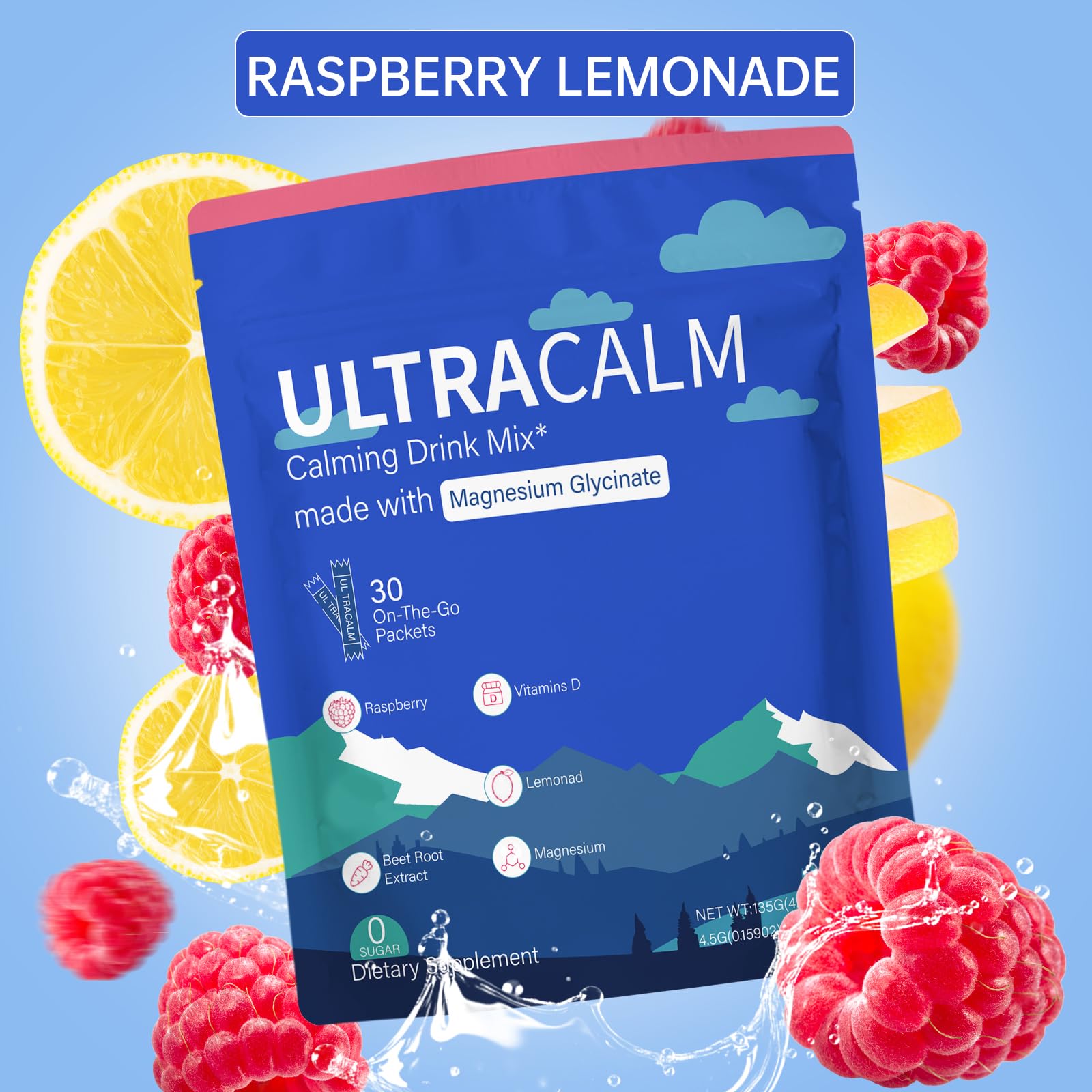 EWJHJ UltraCalm single-serve packets raspberry lemonade flavour