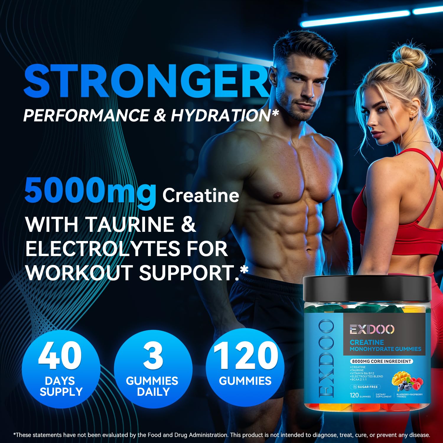 exdoo Creatine Gummies bottle with lid open