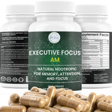 Executive Focus Nootropic Supplement with a glass of water