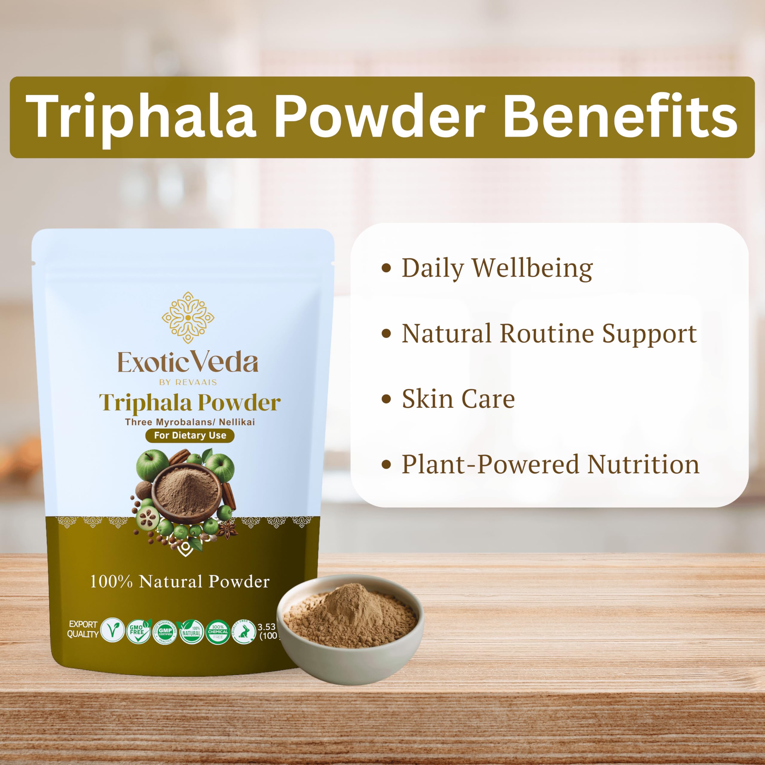 Exotic Veda Triphala powder close-up