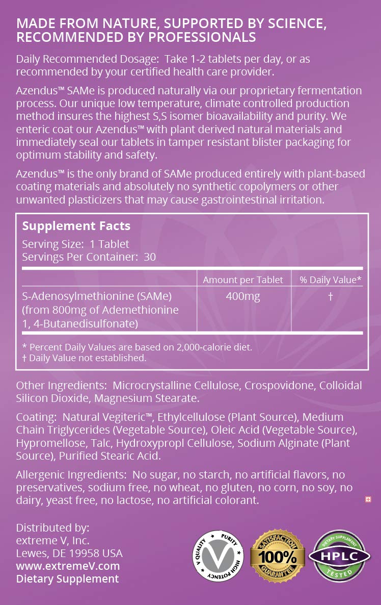 extreme V SAMe Butanedisulfonate 400mg tablet packaging